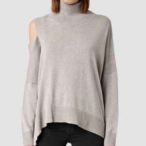 AllSaints Taupe Cecily Cold Shoulder Jumper Size Large